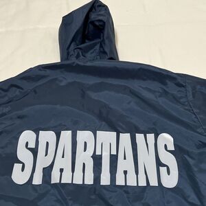 Michigan State Spartans Hooded Windbreaker Rain Jacket VTG Blue Spell Out 4-5XL